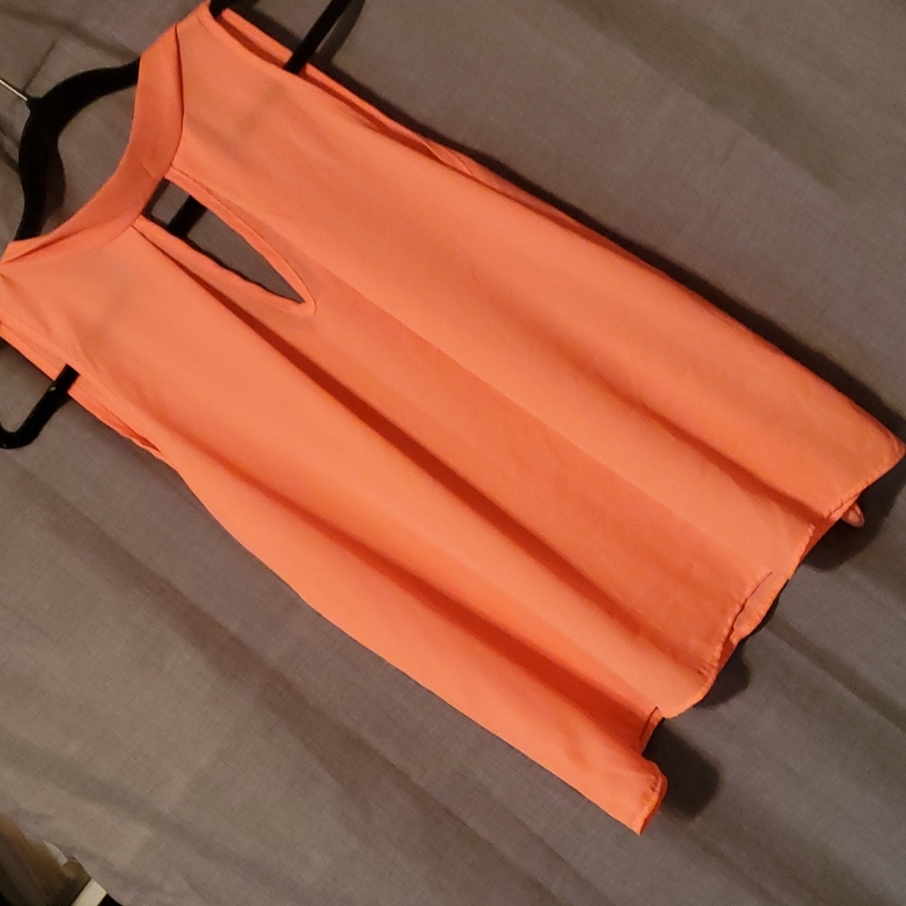 Sheer bright pinkish orange top